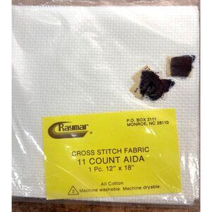 Raymar Cross Stitch Fabric 11 Count Aida 12" X 18" All Cotton Machine Washable &